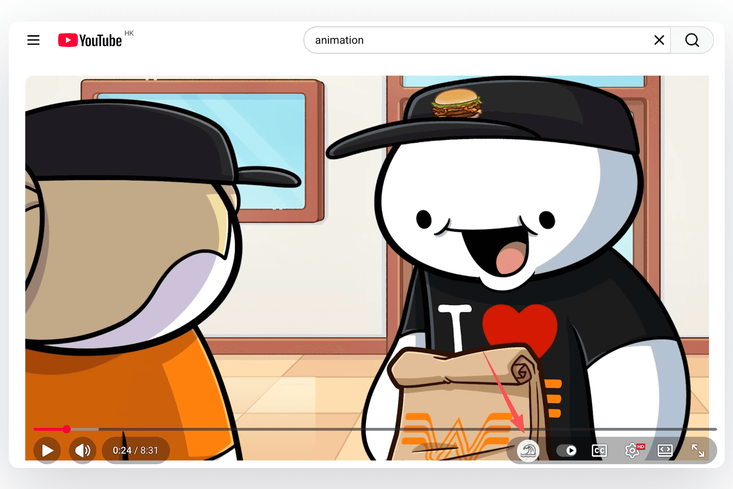 在 YouTube 页面点击按钮开启语流